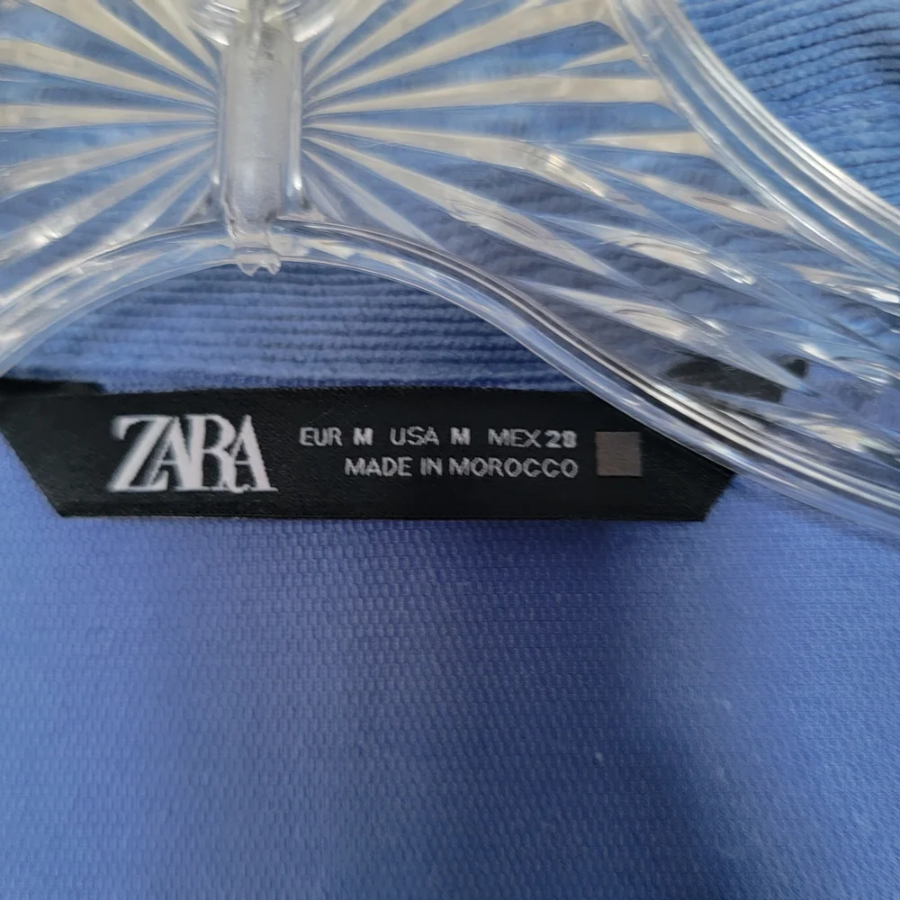 Zara Oversized Corduroy Light Blue Casual Button Up Shirt Size Medium - Picture 6 of 13